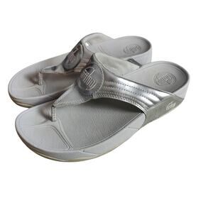 Fitflop Women's Sz 8 Walkstar Sandals Silver Metallic Comfort Shoes Platform